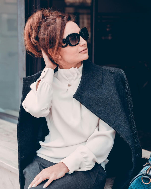 Cream Ribbed Turtleneck Sweater