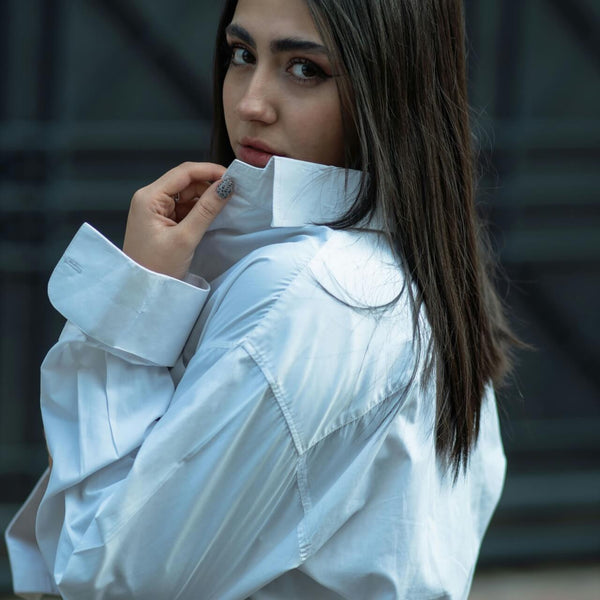 Oversized Ruffle Collar Shirt